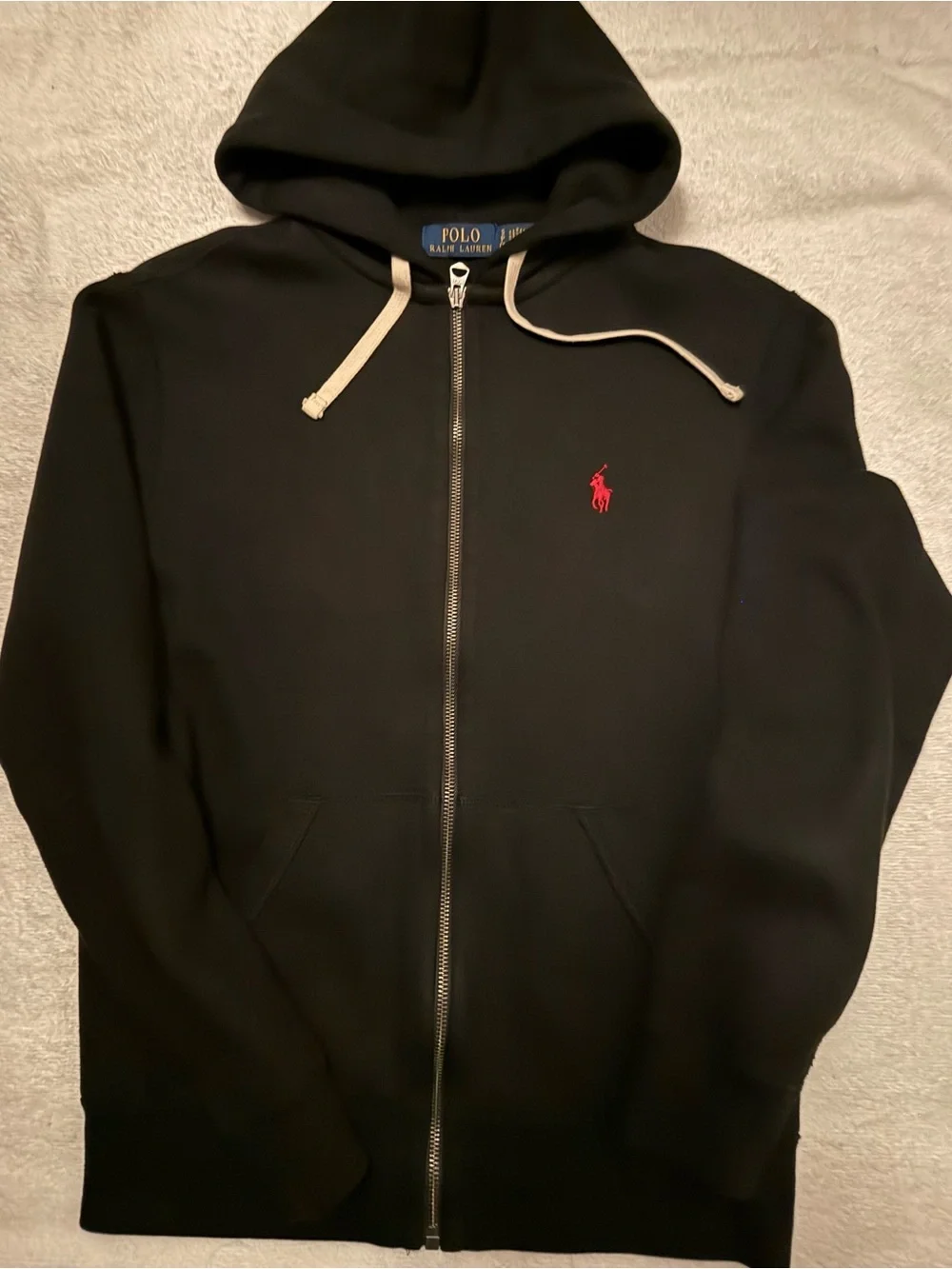 Polo by Ralph Lauren Black Zip-Up Hoodie with Red Pony